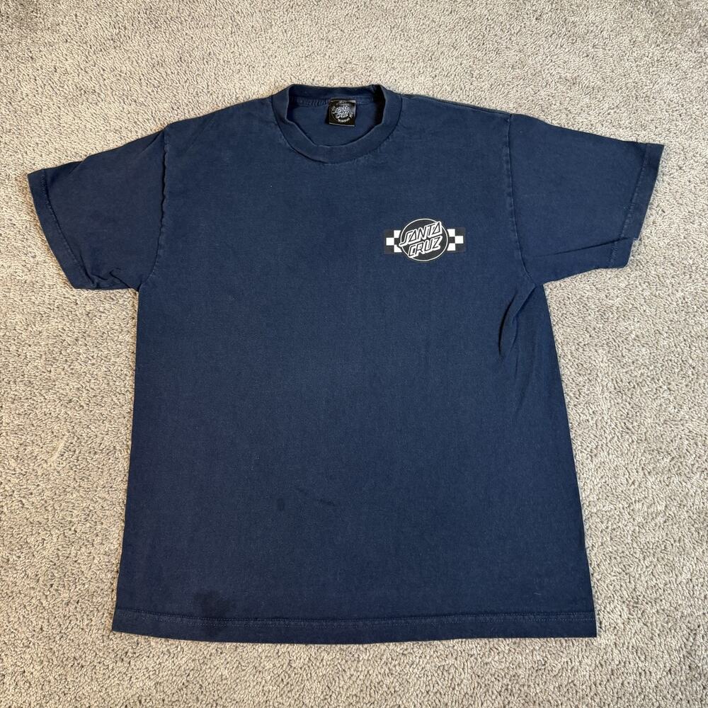 Santa Cruz Shirt Mens L Blue Small Logo Graphic Crew Neck Cotton Jersey